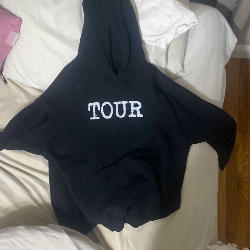 Black Hoodie with 'TOUR' Print